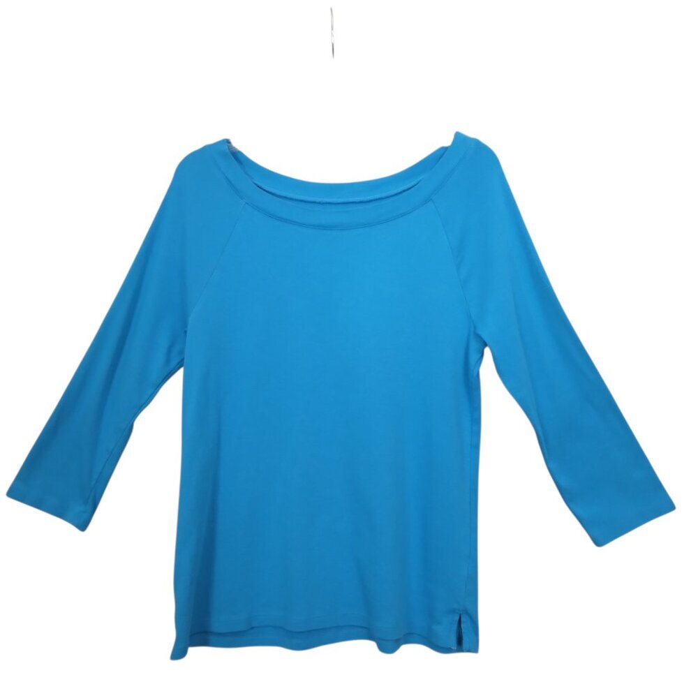 Talbots | Blue 3/4 Sleeve Tee Shirt Boatneck Pima Cotton | Size L